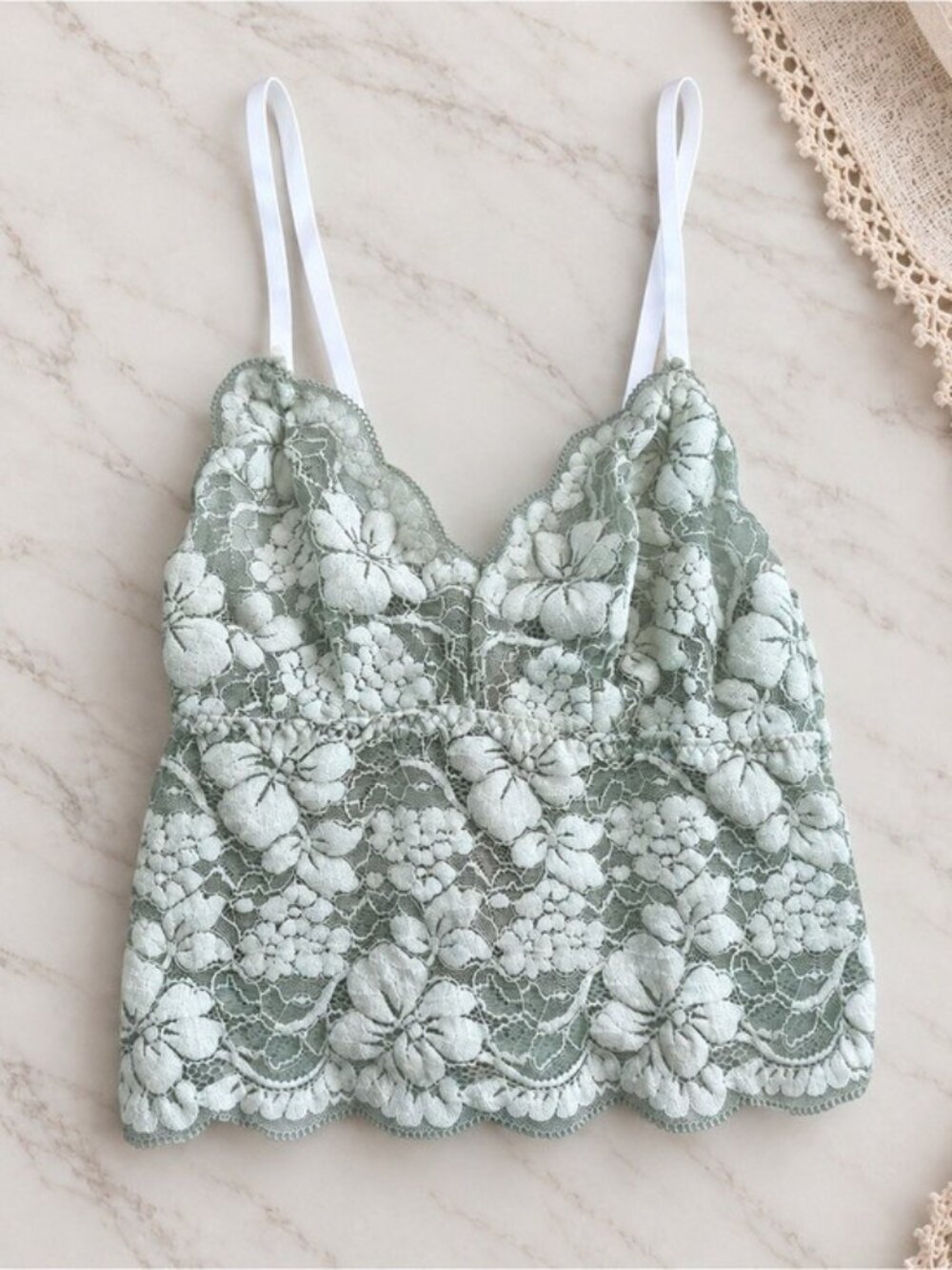 NWT Noblesse Oblige Two Tone Flock Effect Lace Longline Bralette Sz Small